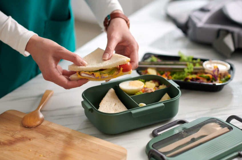 Small habits for daily life shown through a simple packed lunch routine with sandwiches.